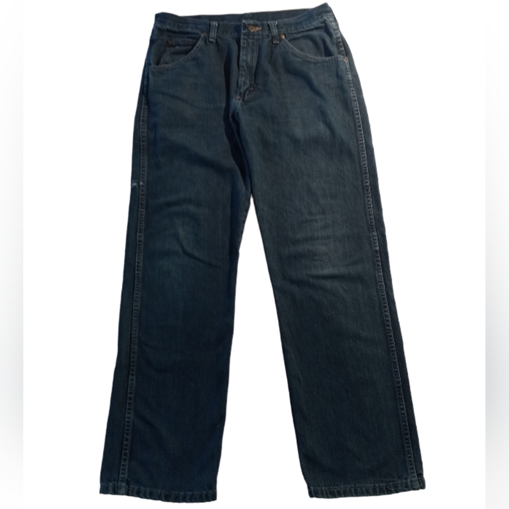 Men's Wrangler Denim Blue Jeans Regular Fit Distressed 32x30